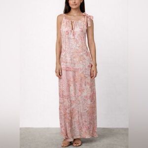 Hale Bob Pink Pastel Floral Patchwork Bohemian Maxi Dress size medium
